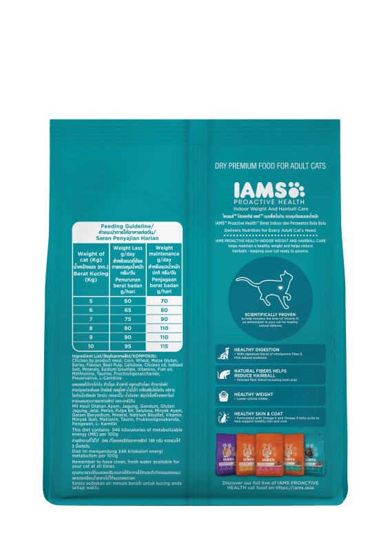 IAMS PROACTIVE HEALTH INDOOR WEIGHT AND HAIRBALL CARE 6x1kg - 2